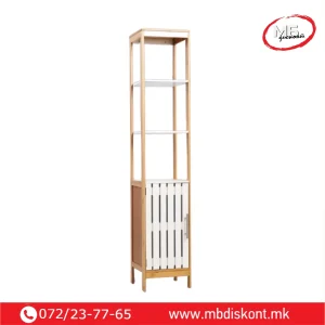 Бамбусова полица за бања со врата